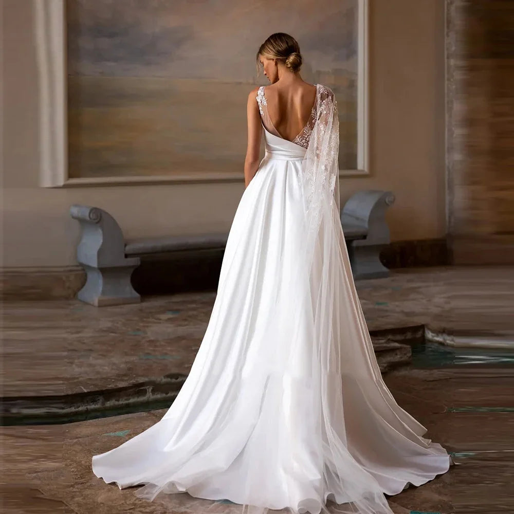 Vestido de Noiva Boho de Um Ombro com Renda
