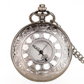 Relógio de Bolso Prateado Steampunk – Quartzo com Mostrador Vazado