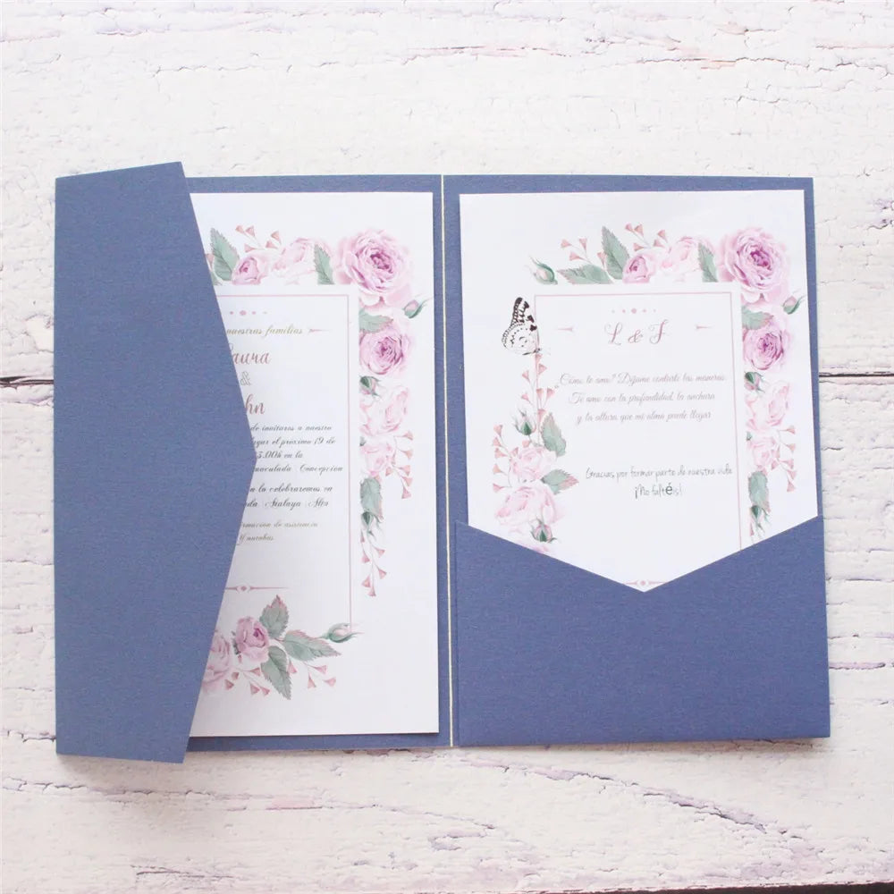 Envelopes Pocket Fold Azul-Marinho Premium