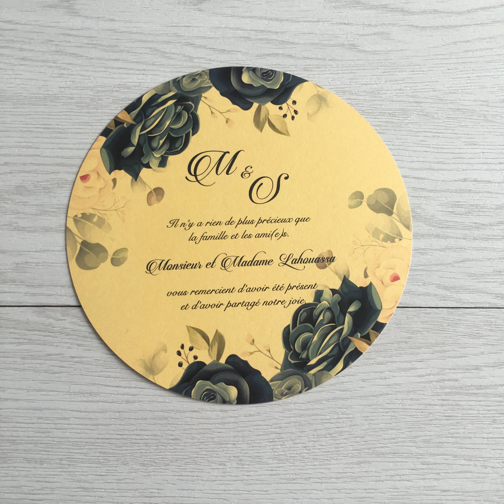 Menus de Casamento Redondos Personalizados