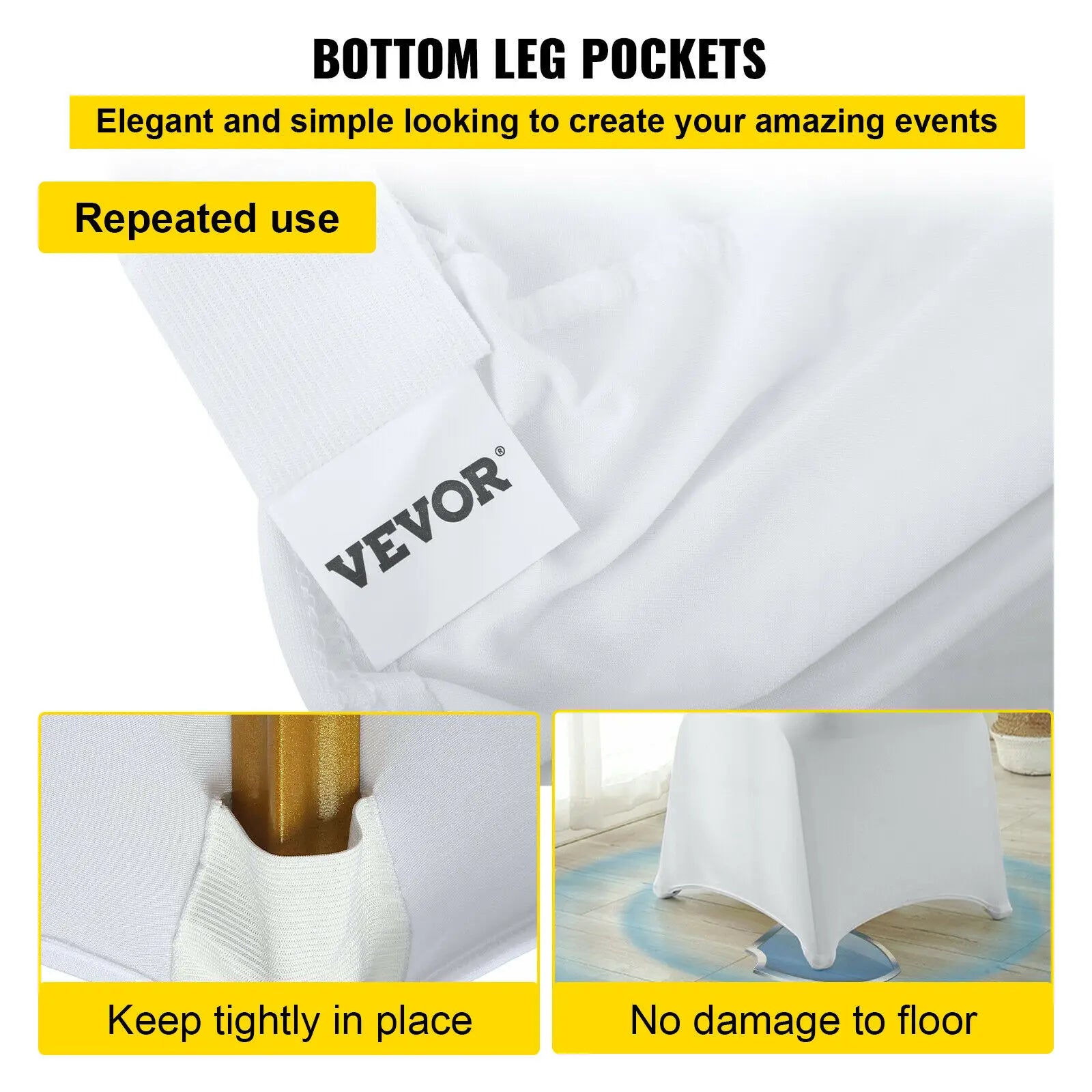 Capas Elásticas Brancas para Cadeiras – Packs de 12, 30, 50 ou 100 Unidades
