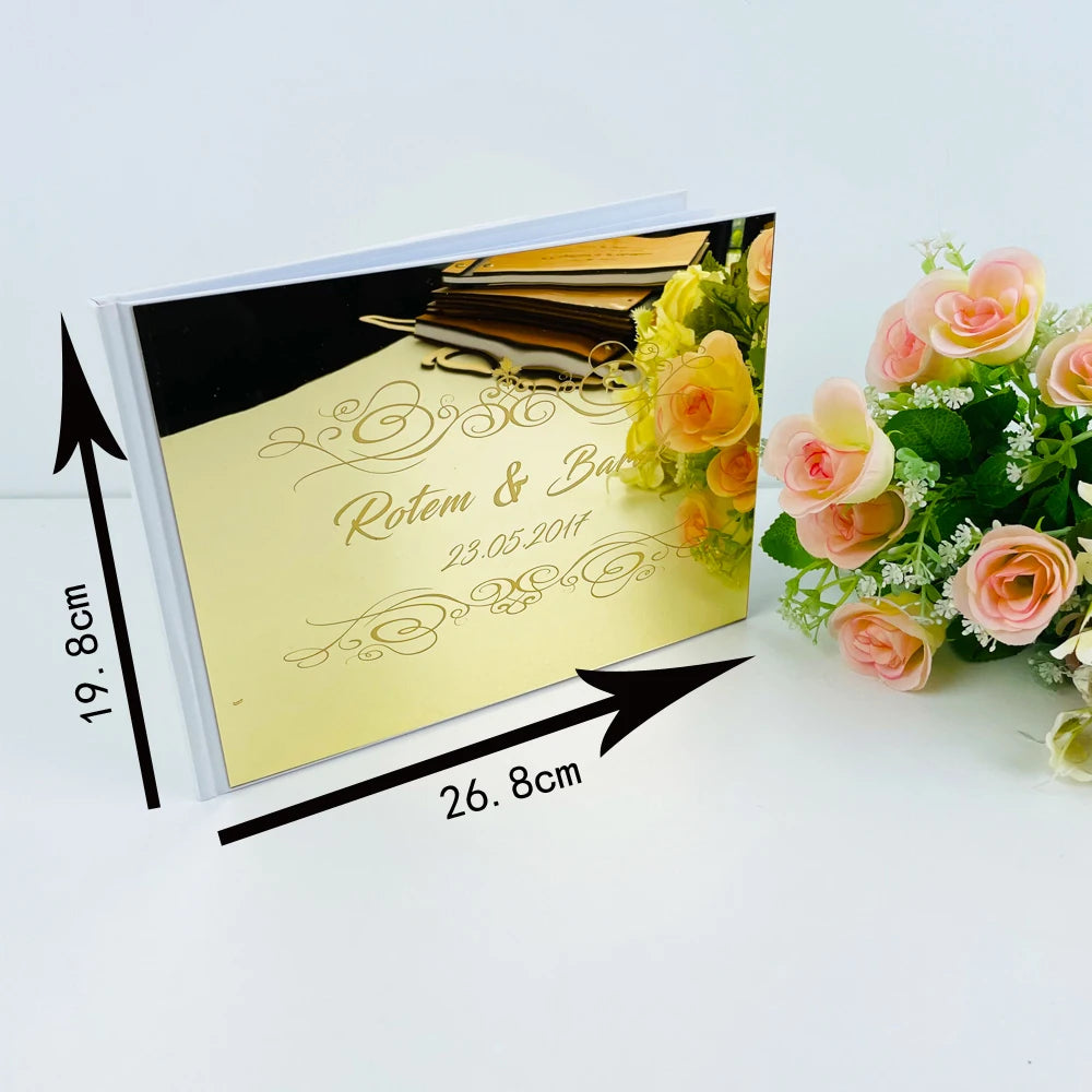 Livro de Honra Personalizado com Acabamento Espelhado | Dourado ou Prateado