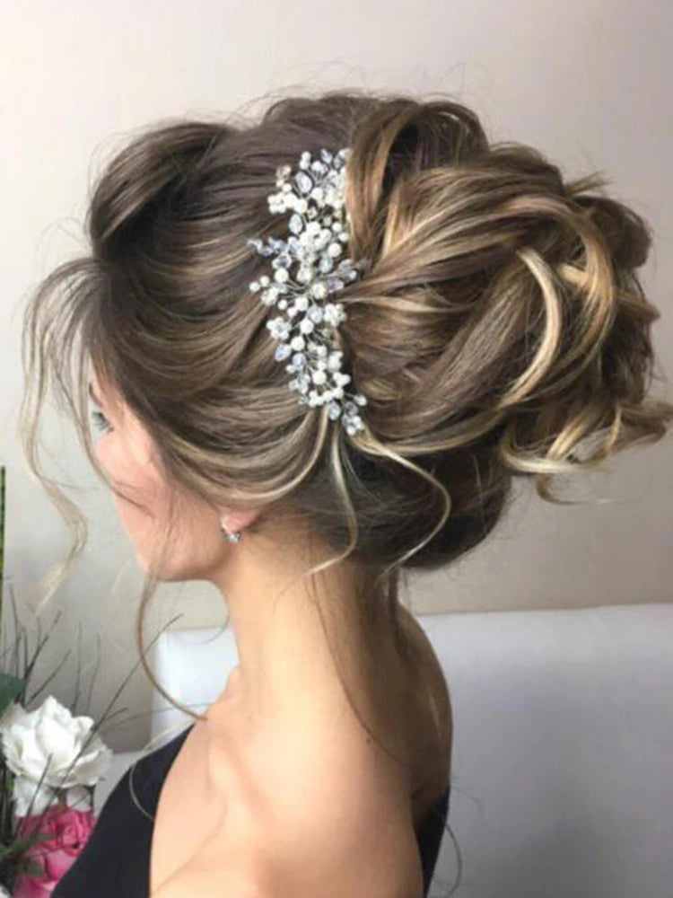 Pente de Cabelo Vintage com Pérolas e Cristais