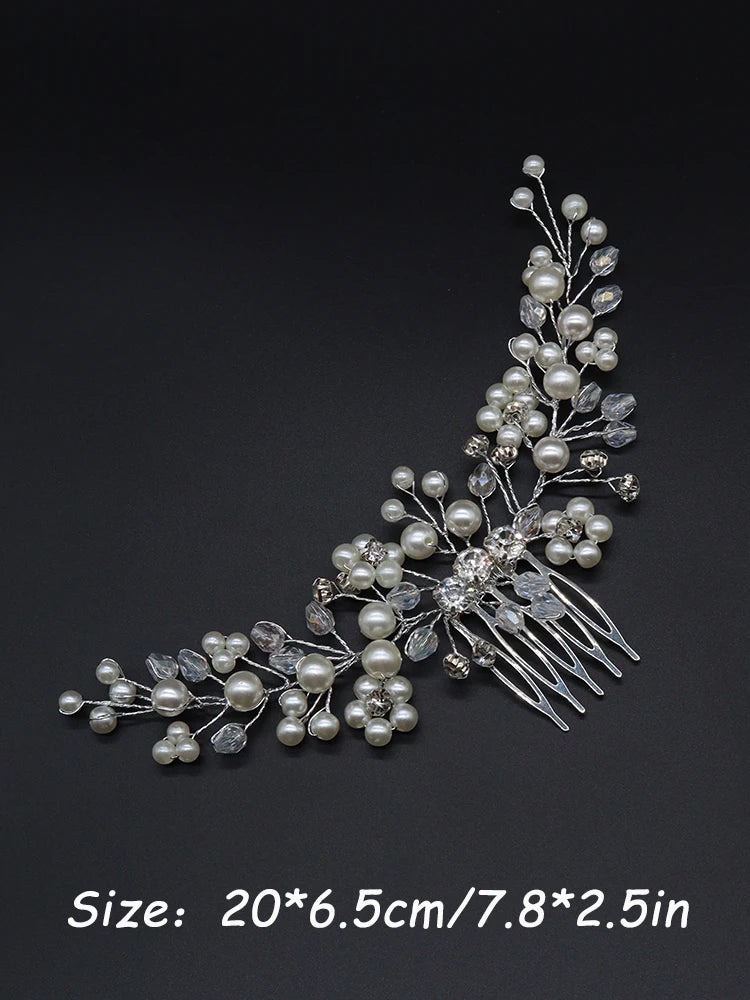 Pente de Cabelo Vintage com Pérolas e Cristais