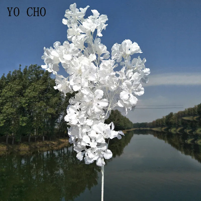 Ramo Artificial de Sakura e Hortênsia em Seda – 83 a 90 cm | Flores Decorativas para Casamento