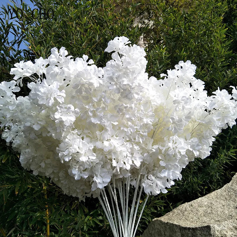 Ramo Artificial de Sakura e Hortênsia em Seda – 83 a 90 cm | Flores Decorativas para Casamento