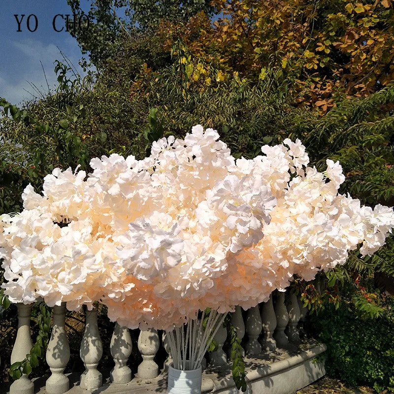 Ramo Artificial de Sakura e Hortênsia em Seda – 83 a 90 cm | Flores Decorativas para Casamento