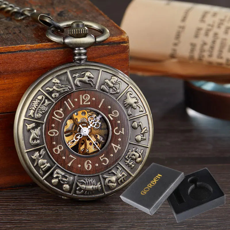 Relógio de Bolso Mecânico em Madeira