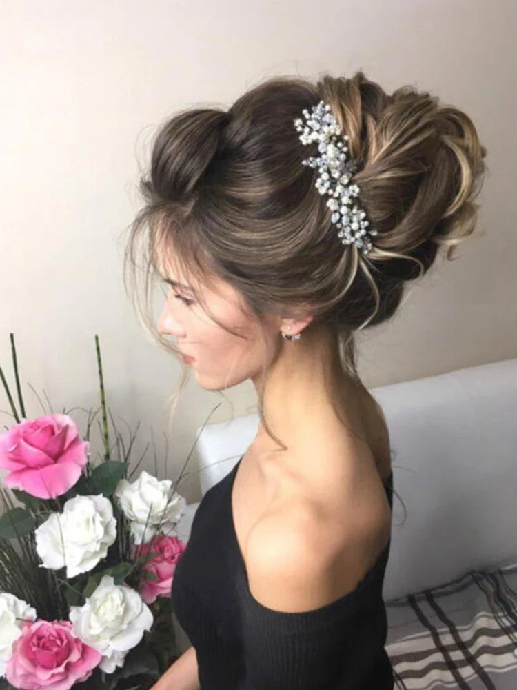 Pente de Cabelo Vintage com Pérolas e Cristais