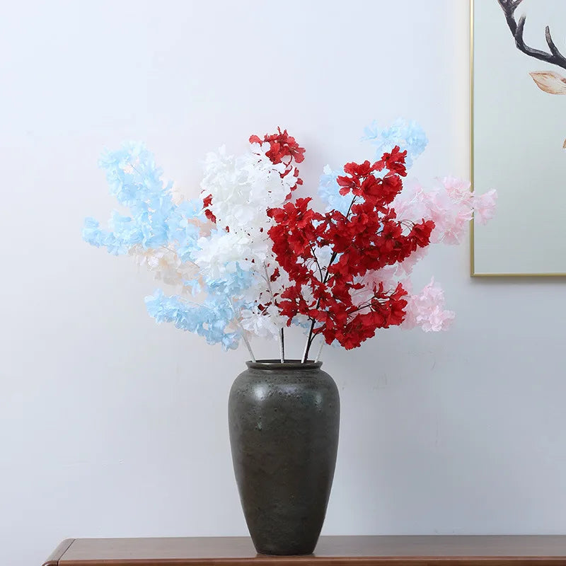 Ramo Artificial de Sakura e Hortênsia em Seda – 83 a 90 cm | Flores Decorativas para Casamento