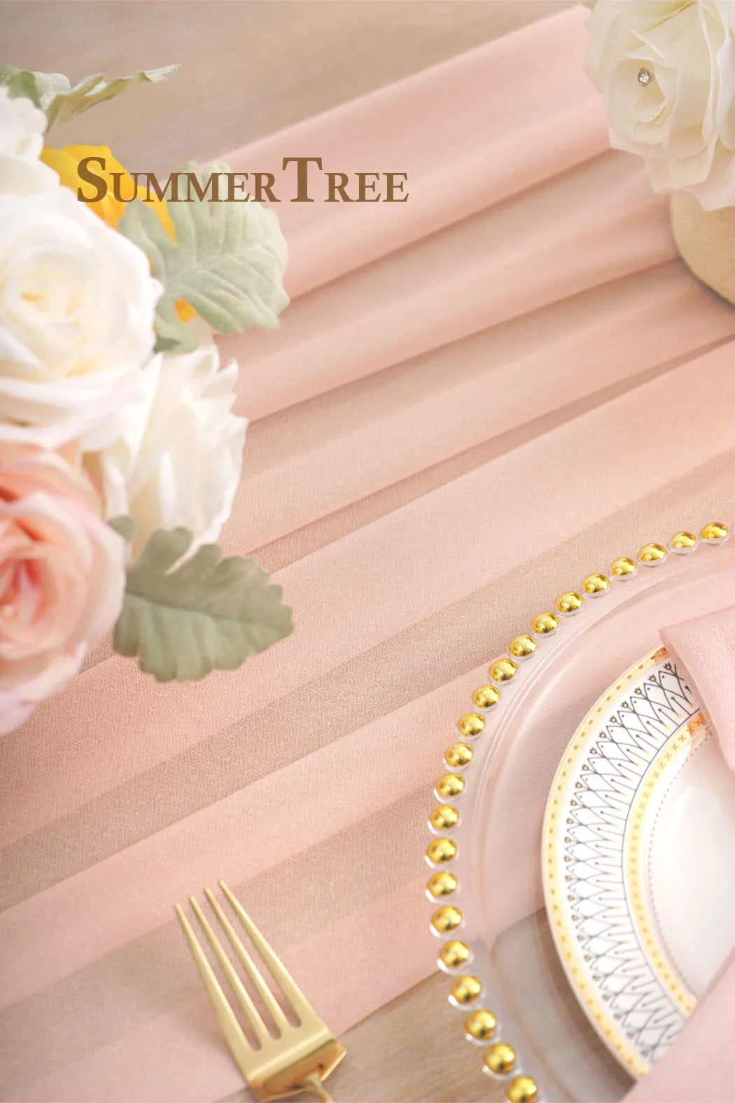 Caminho de Mesa em Gaze Luxuosa – Decoração para Casamentos e Eventos