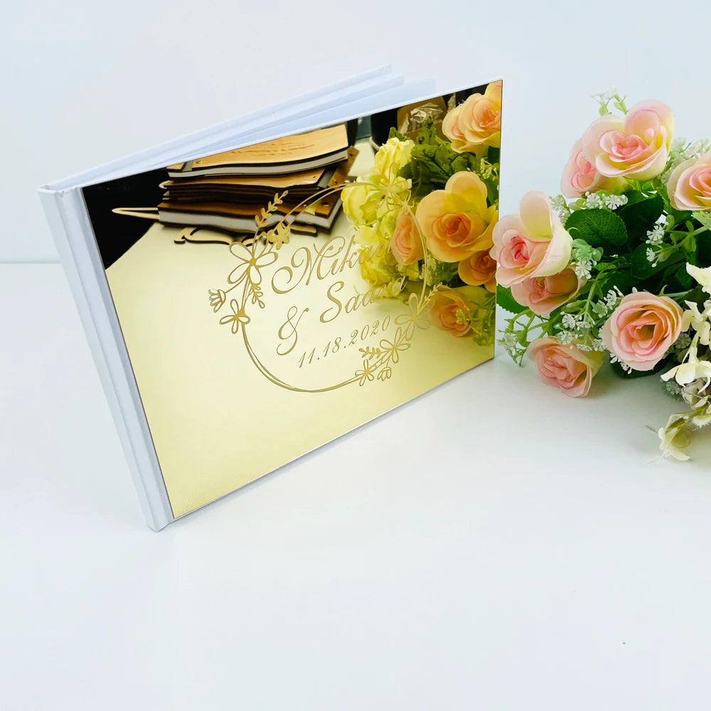 Livro de Honra Personalizado com Acabamento Espelhado | Dourado ou Prateado