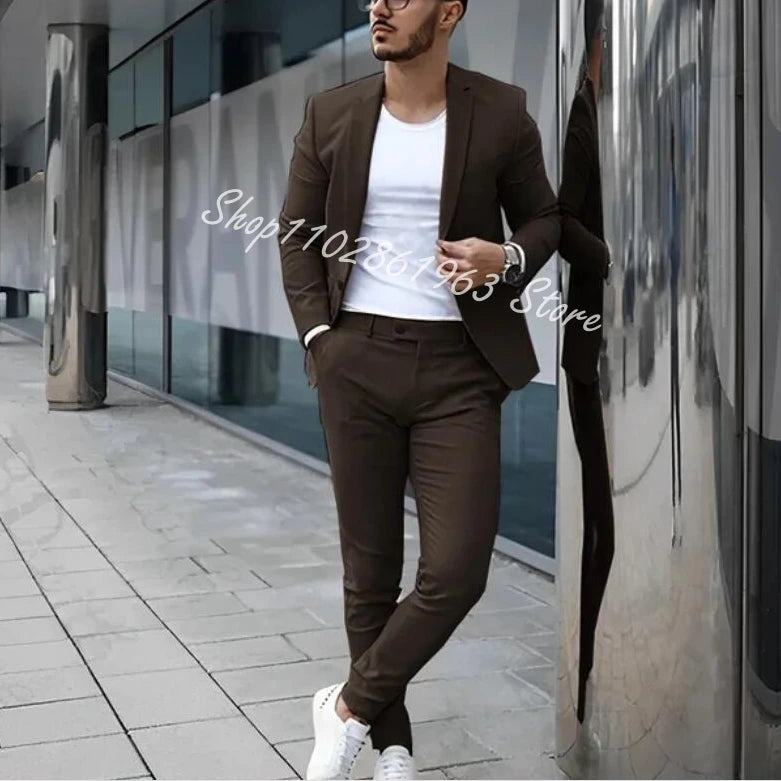 Fato Masculino Cinzento – Conjunto de 2 Peças para Casamento e Eventos Formais
