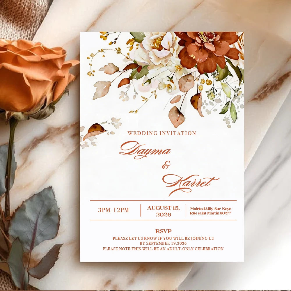 Convites de Casamento Personalizados Floral – 10 a 50 Unidades | Save the Date Premium