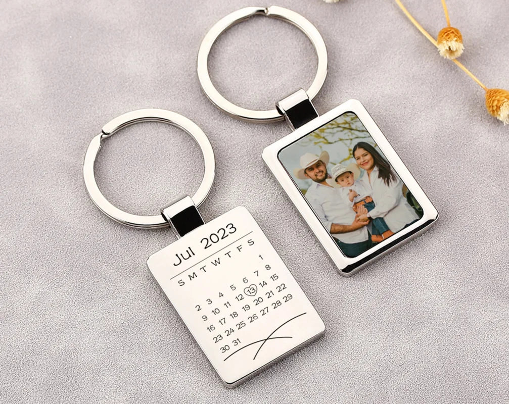 Porta-Chaves Personalizado com Fotografia e Data Especial