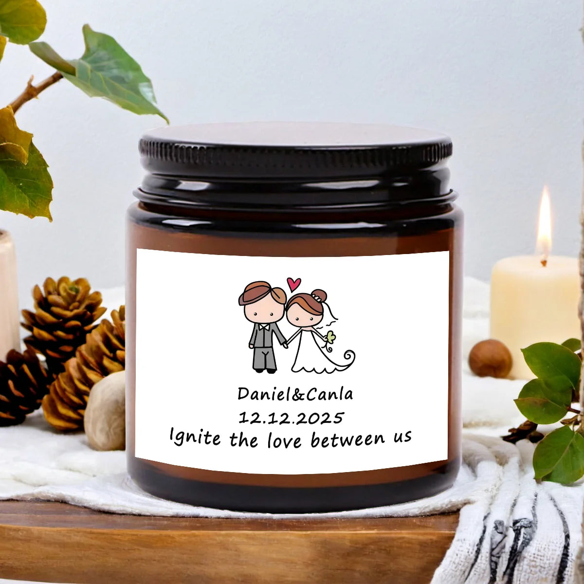 Vela Aromática Personalizada para Lembranças de Casamento — 70 g
