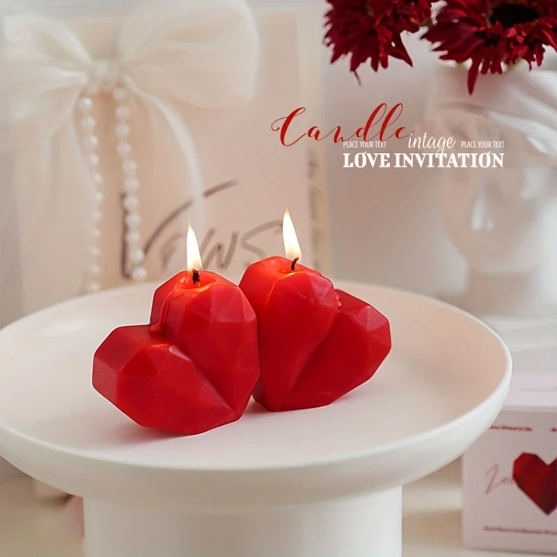Velas Aromáticas Vermelhas em Forma de Coração — Kit com 2 Unidades