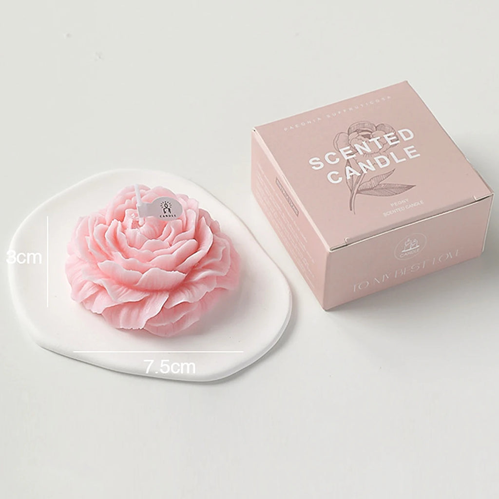 Vela Aromática 3D em Forma de Peónia para Decoração e Lembranças