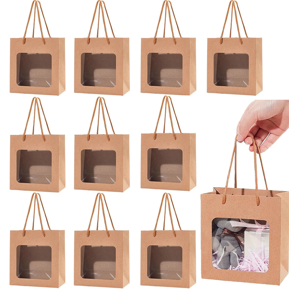 Sacola Kraft com Janela Transparente para Presentes e Lembranças