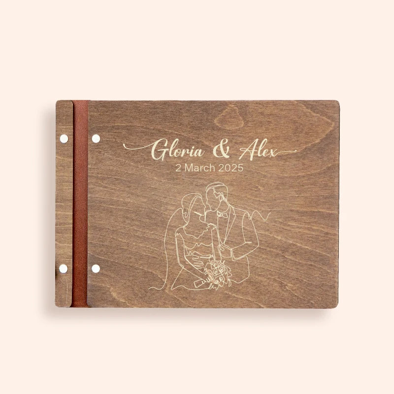 Livro de Honra em Madeira Personalizado A4/A5 | Álbum de Assinaturas, Fotografias e Recordações