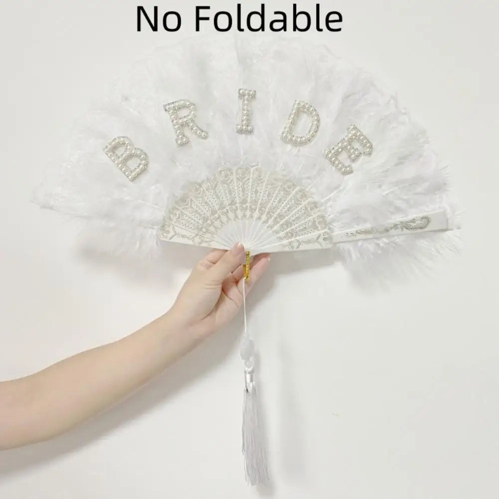 Leque Branco de Penas para Noiva – Acessório para Despedida de Solteira e Casamento