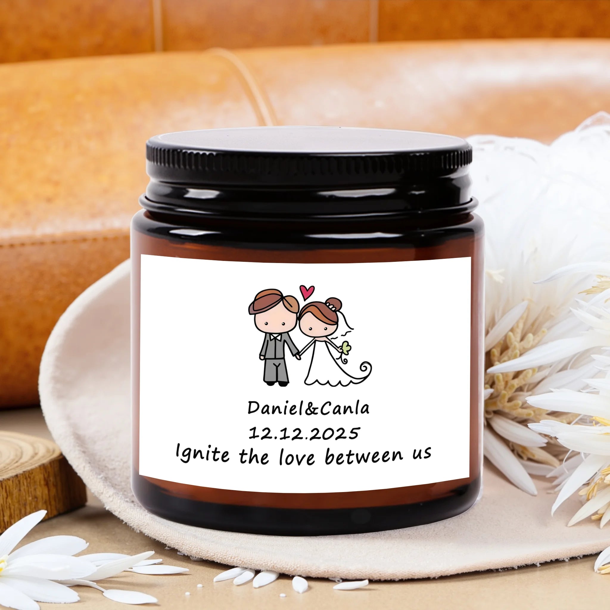 Vela Aromática Personalizada para Lembranças de Casamento — 70 g