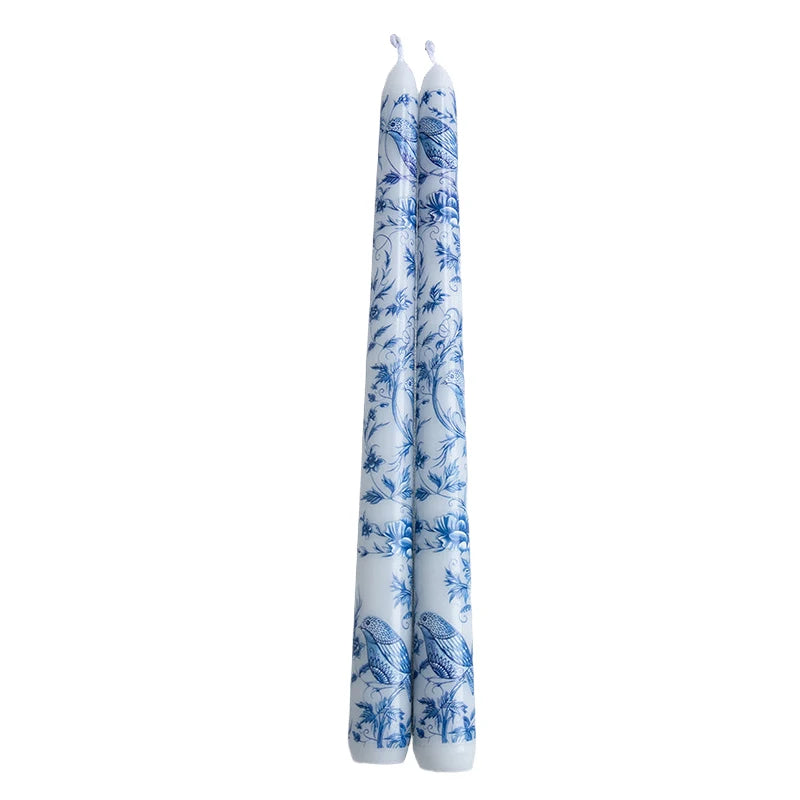 Velas Aromáticas Longas Azul e Branco — Kit com 2 Unidades