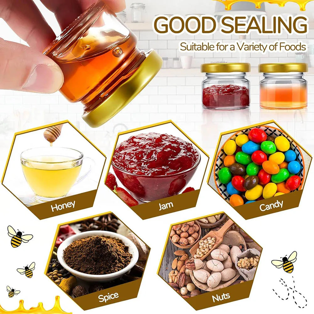 Mini Potes de Vidro para Mel Personalizados — Lembrança de Casamento (1 oz)