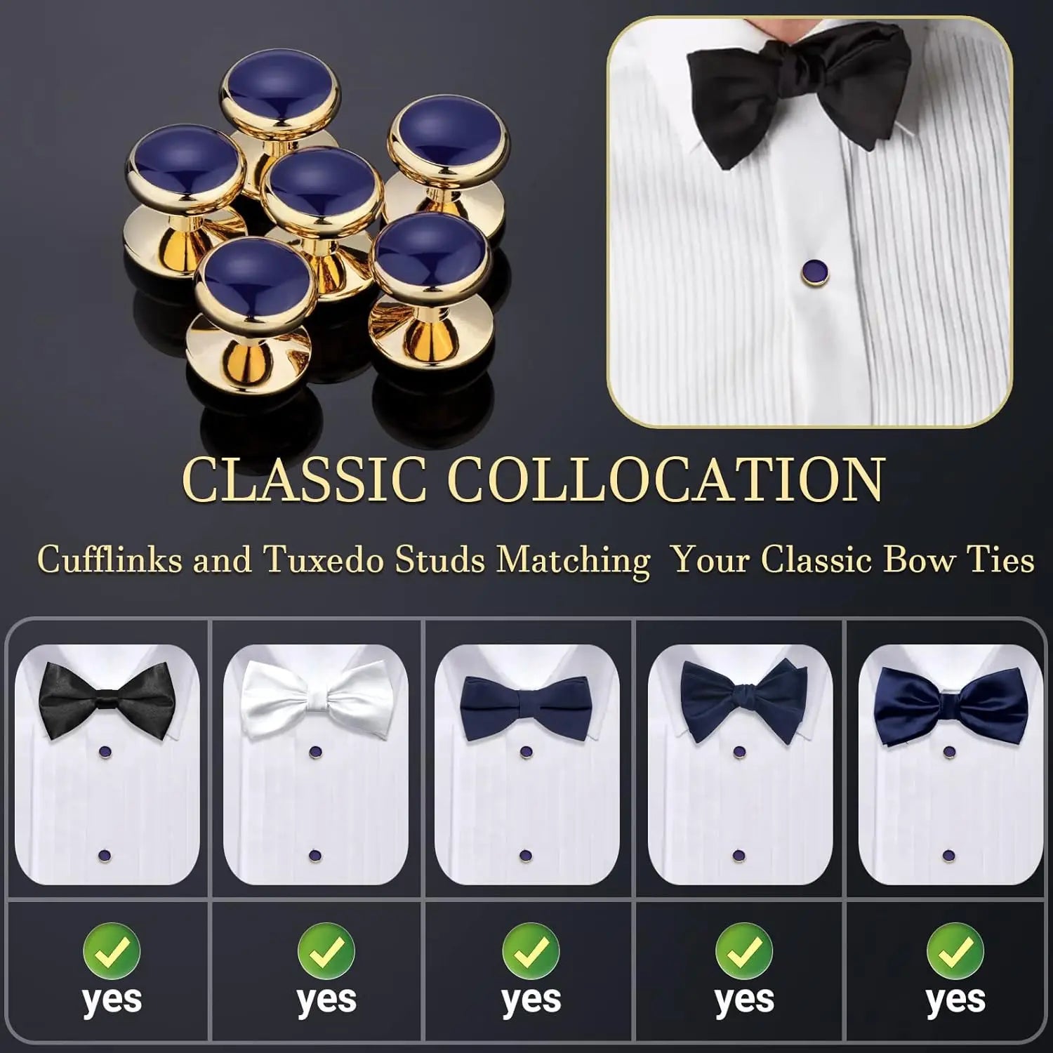 Conjunto de Botões de Punho e Pregadeiras para Smoking