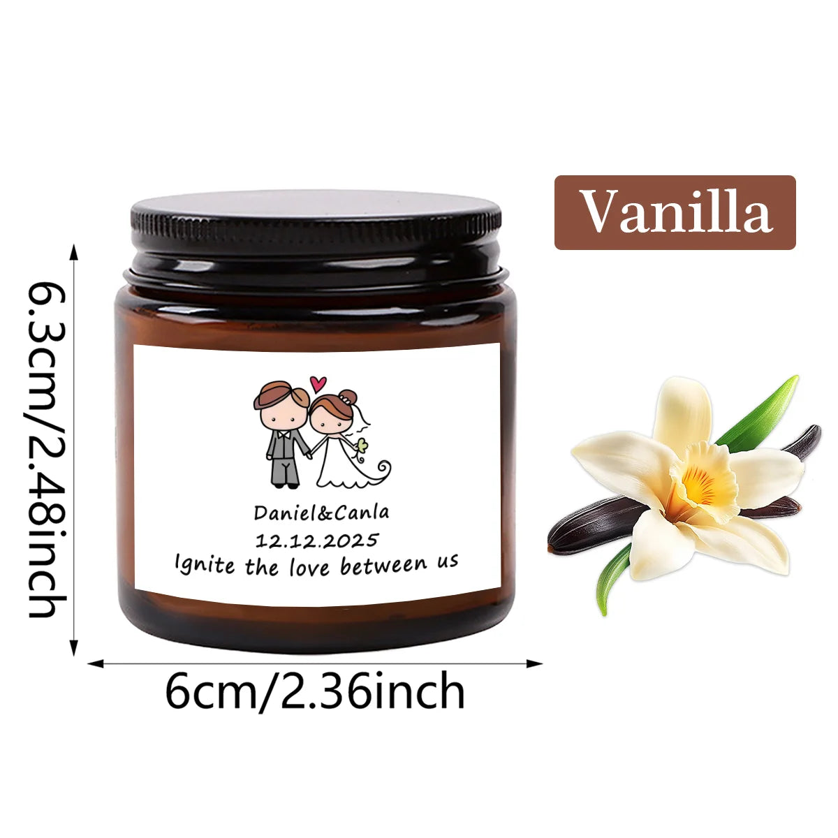 Vela Aromática Personalizada para Lembranças de Casamento — 70 g