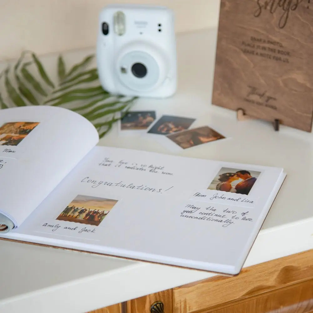 Livro de Honra em Madeira Personalizado A4/A5 | Álbum de Assinaturas, Fotografias e Recordações
