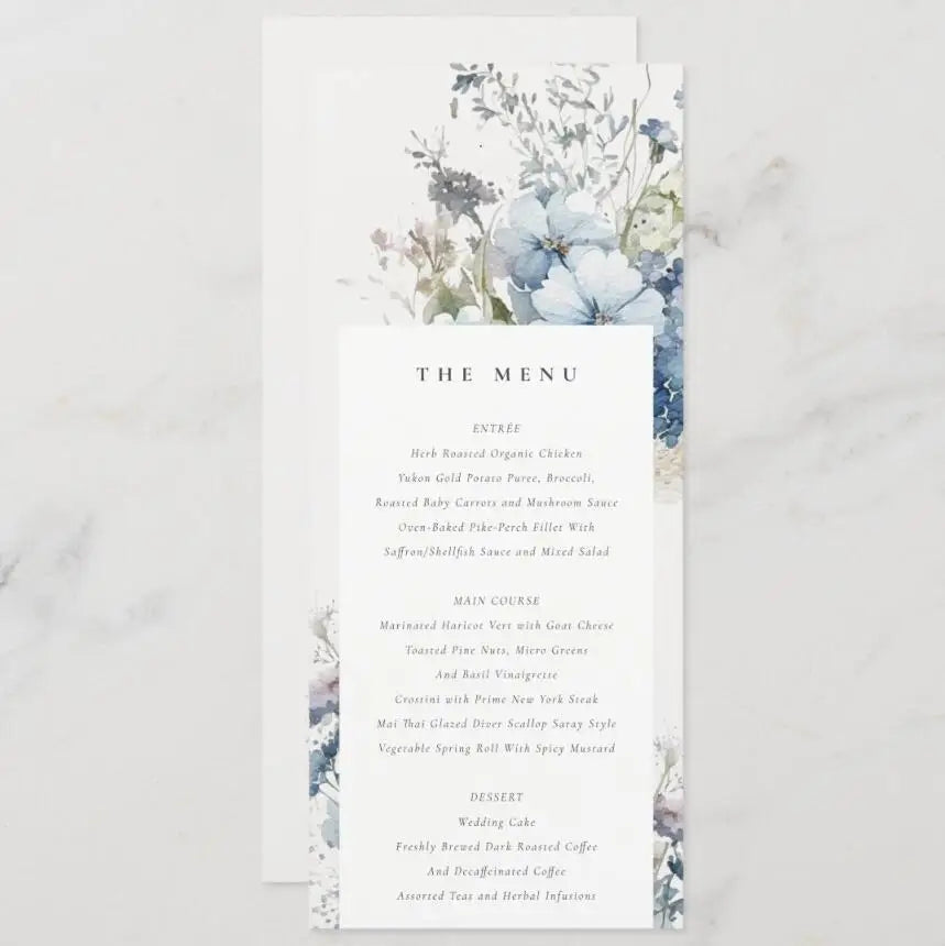 Menus de Casamento Personalizados com Design Floral