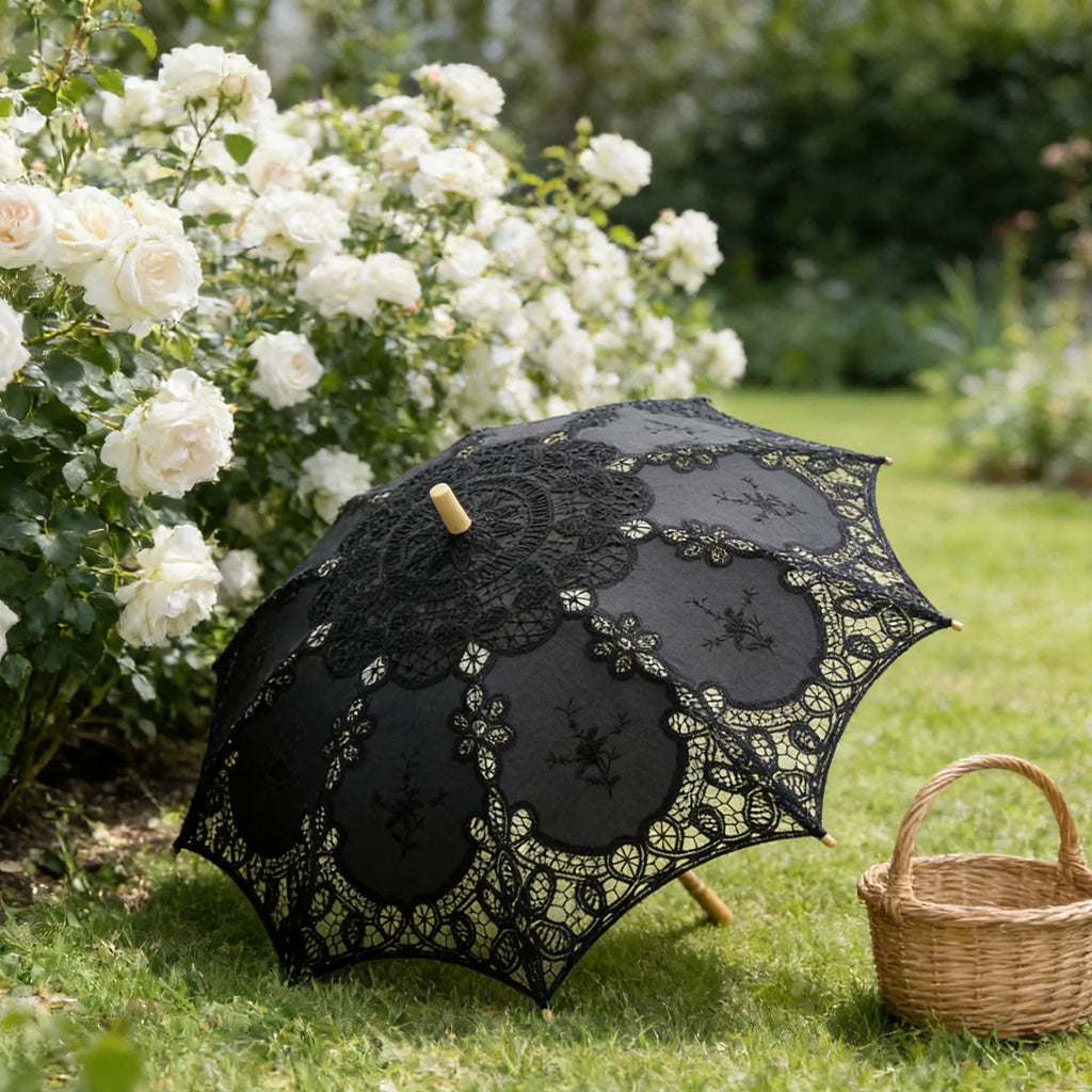 Sombrinha Floral em Renda – Acessório para Casamentos e Fotografias