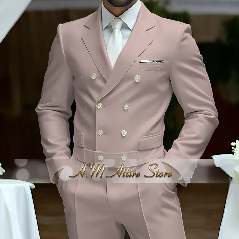 Fato Masculino Branco de Luxo – Blazer Cruzado e Calças Elegantes