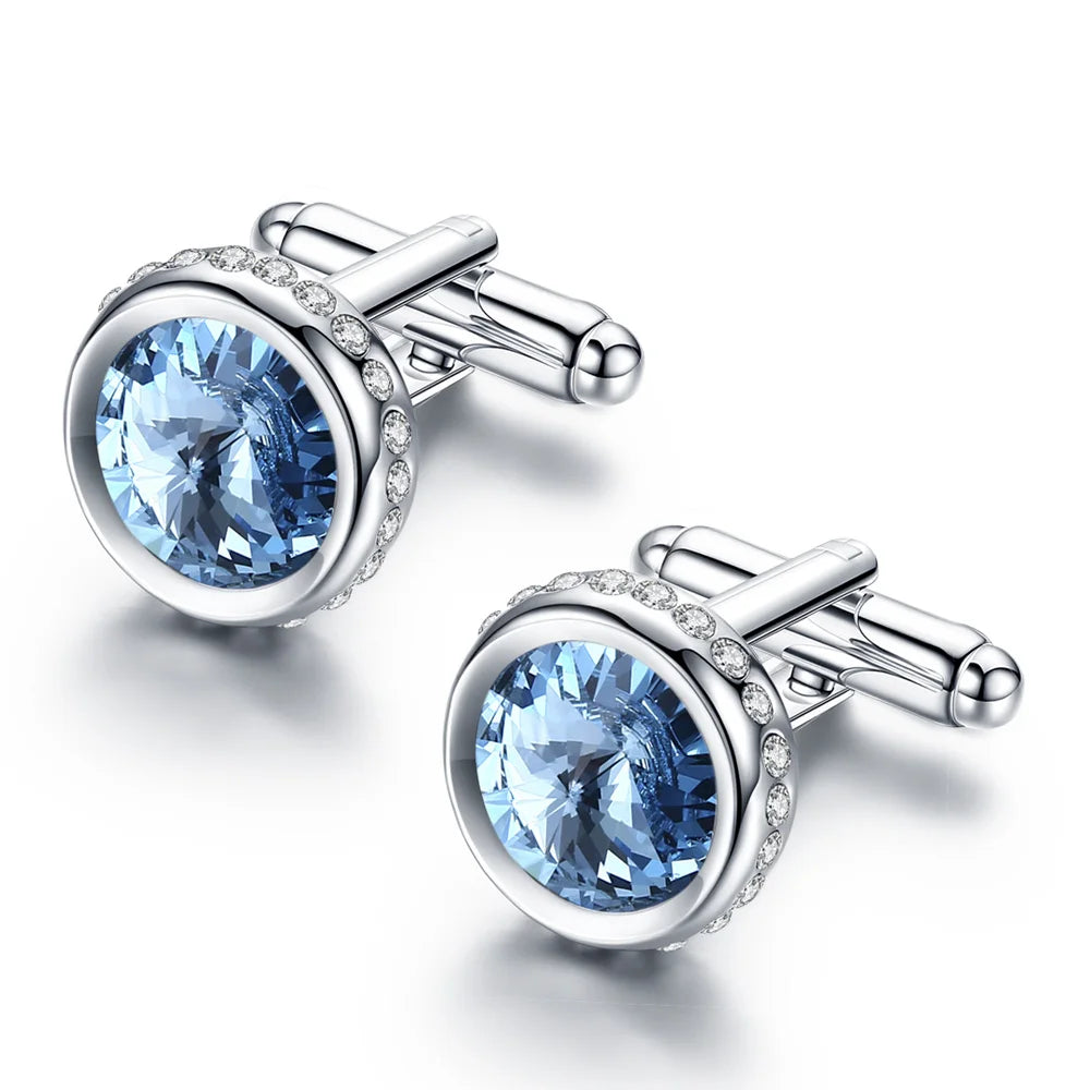 Botões de Punho com Cristal Azul