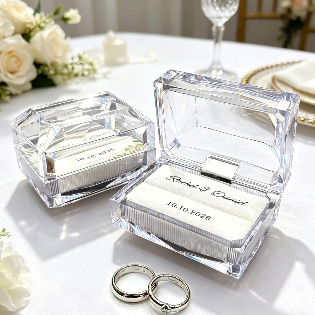 Custom wedding ring box for 2 rings Personalized Acrylic Ring Box for bride and groom before church Ring Box for the Wedding