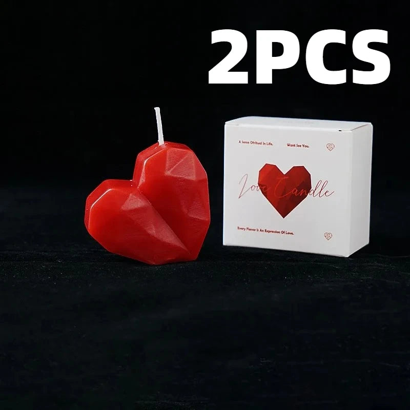 Velas Aromáticas Vermelhas em Forma de Coração — Kit com 2 Unidades