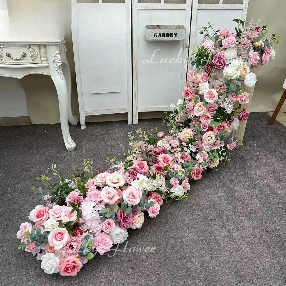 Arranjo Floral Artificial Luxo 2 m – Rosas em Seda para Mesas, Arcos e Casamentos