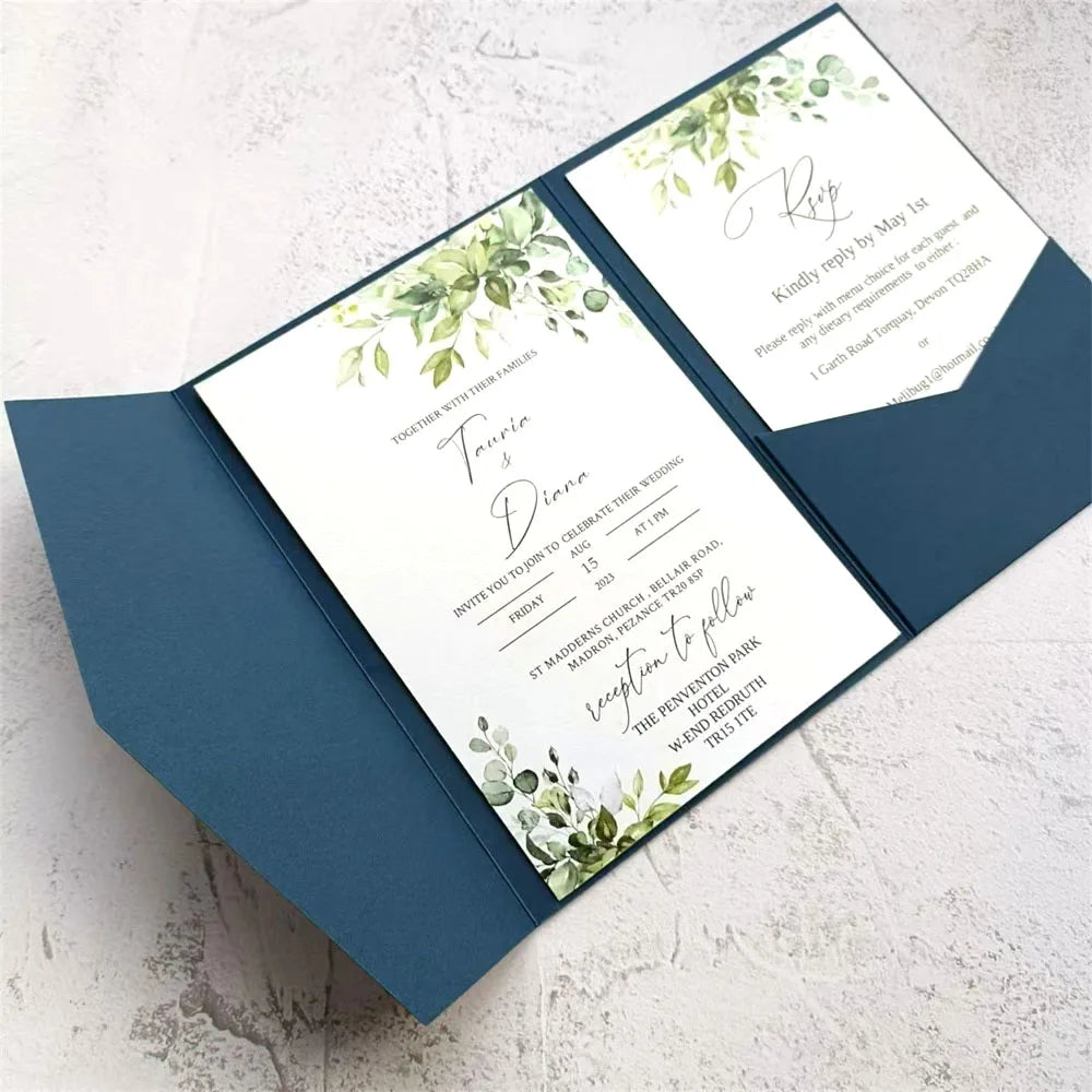 Envelopes Pocket Fold Azul-Marinho Premium