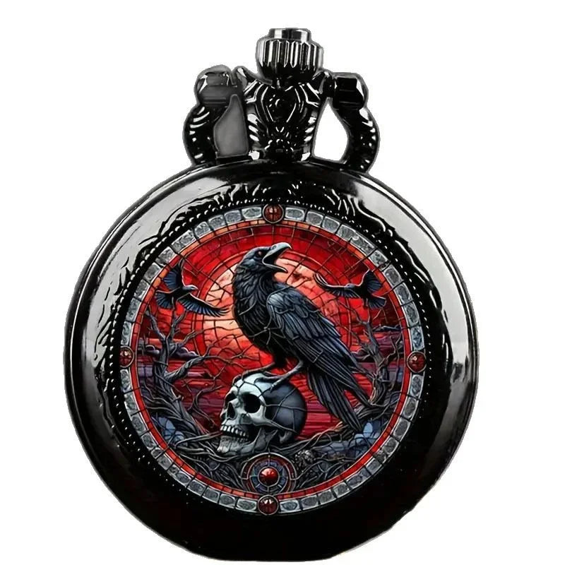 Relógio de Bolso Vintage com Corvo