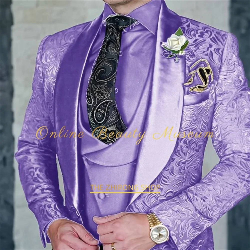 Fato Premium Jacquard de 3 Peças para Homem