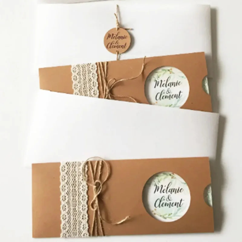 Convites Pocket Personalizados em Papel Kraft