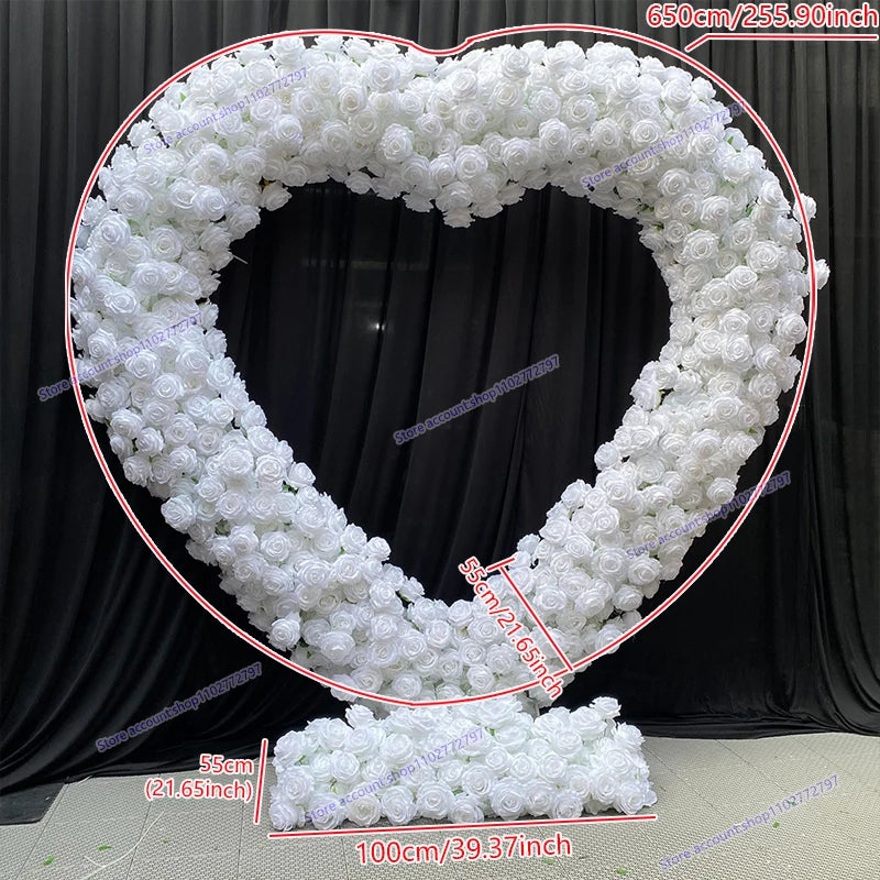 Arco Floral Artificial em Forma de Coração – Decoração Luxuosa para Casamentos