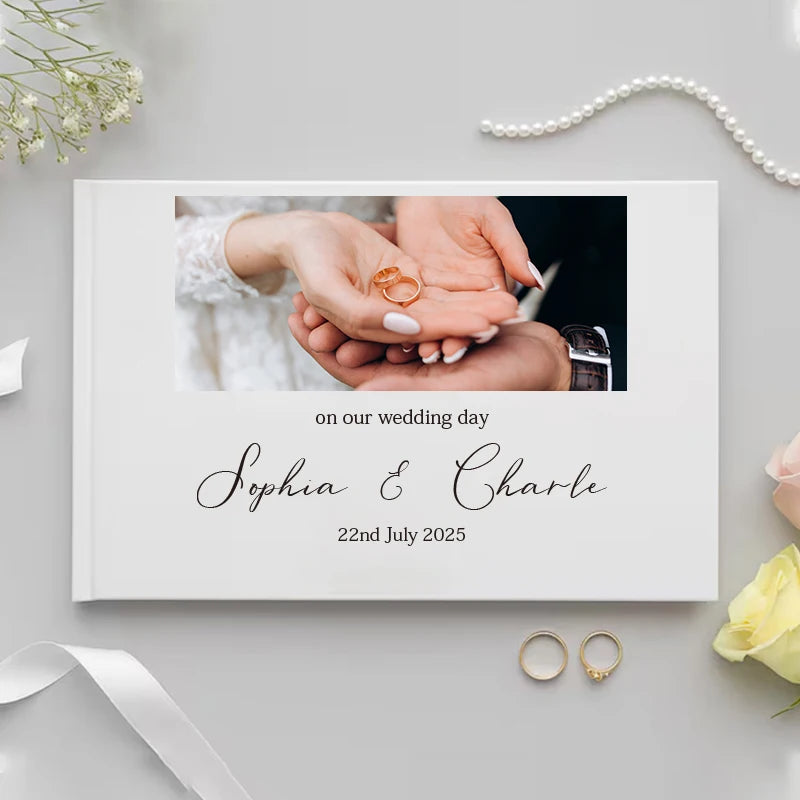 Livro de Honra Personalizado Branco | Álbum Elegante de Assinaturas e Recordações