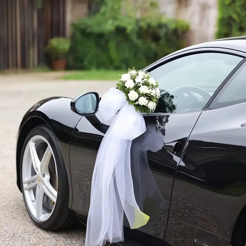 Tule “Just Married” para Carro de Casamento – Pack de 4 Peças