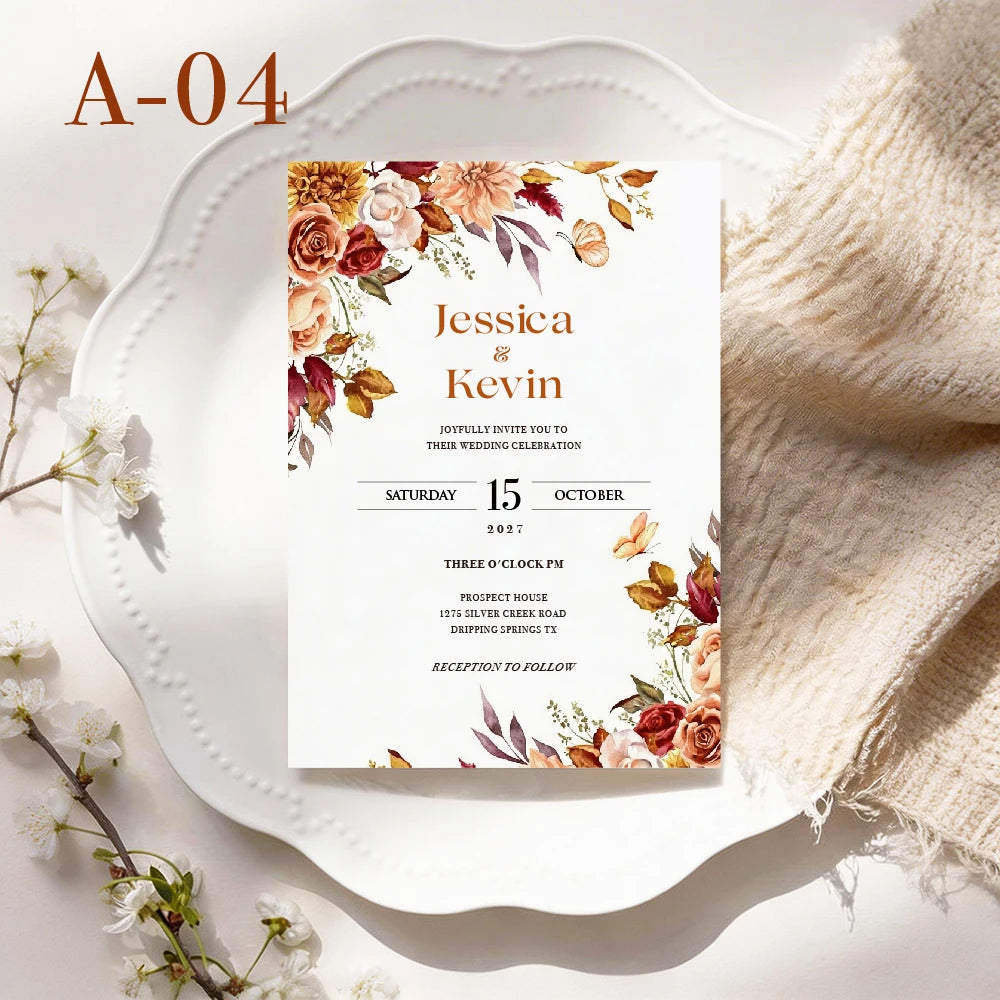 Convites de Casamento Personalizados Floral – 10 a 50 Unidades | Save the Date Premium