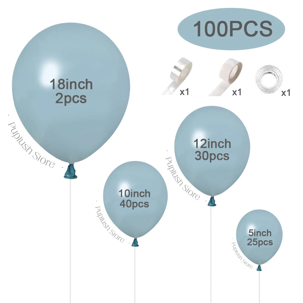Pack de 100 Balões Azul Poeirento (Dusty Blue) – Decoração Elegante para Festas e Casamentos