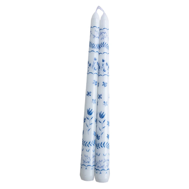 Velas Aromáticas Longas Azul e Branco — Kit com 2 Unidades