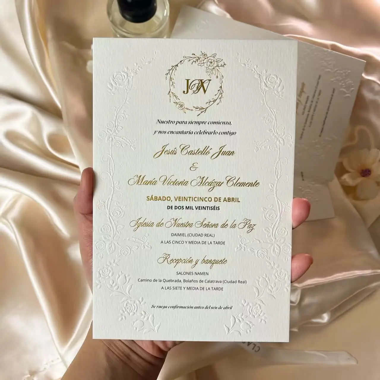 Convites de Casamento com Estampagem Dourada Premium – Personalizados | Luxo em Cada Detalhe