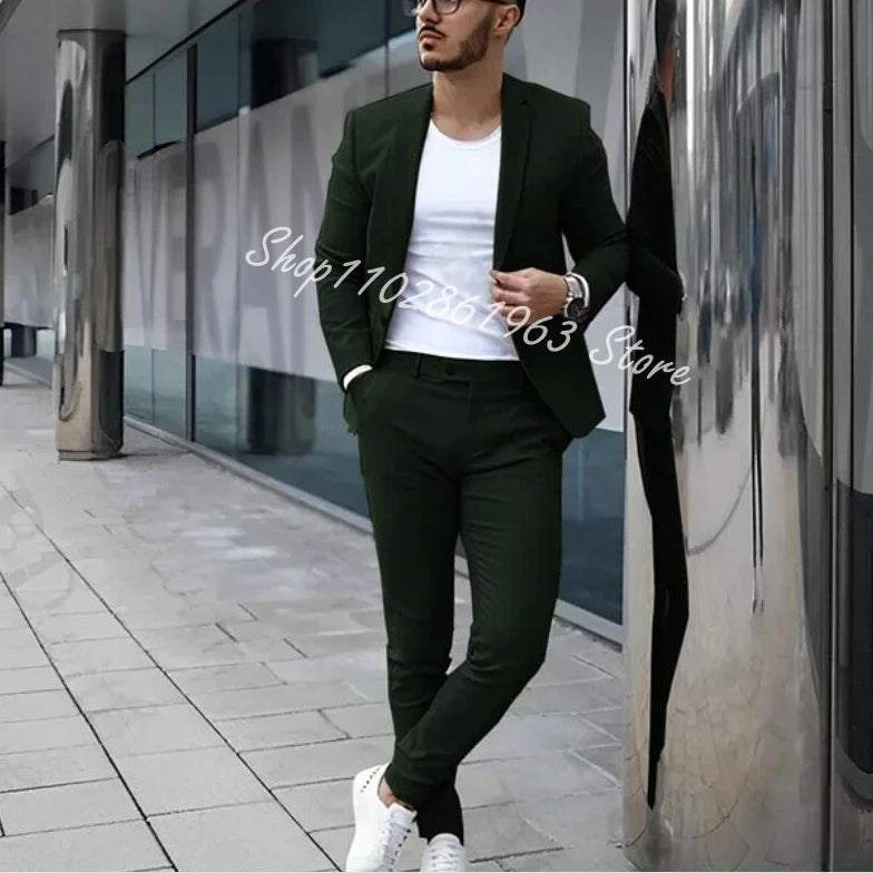 Fato Masculino Cinzento – Conjunto de 2 Peças para Casamento e Eventos Formais